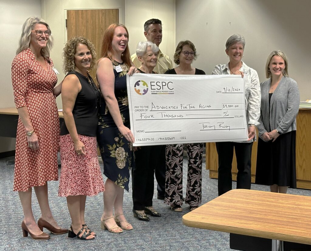 Advocates' Board members Melanie Cox, RaeAnn Butler and Katie Hemler received a $4,000 grant from the Elder Services Provider Council on September 12.
